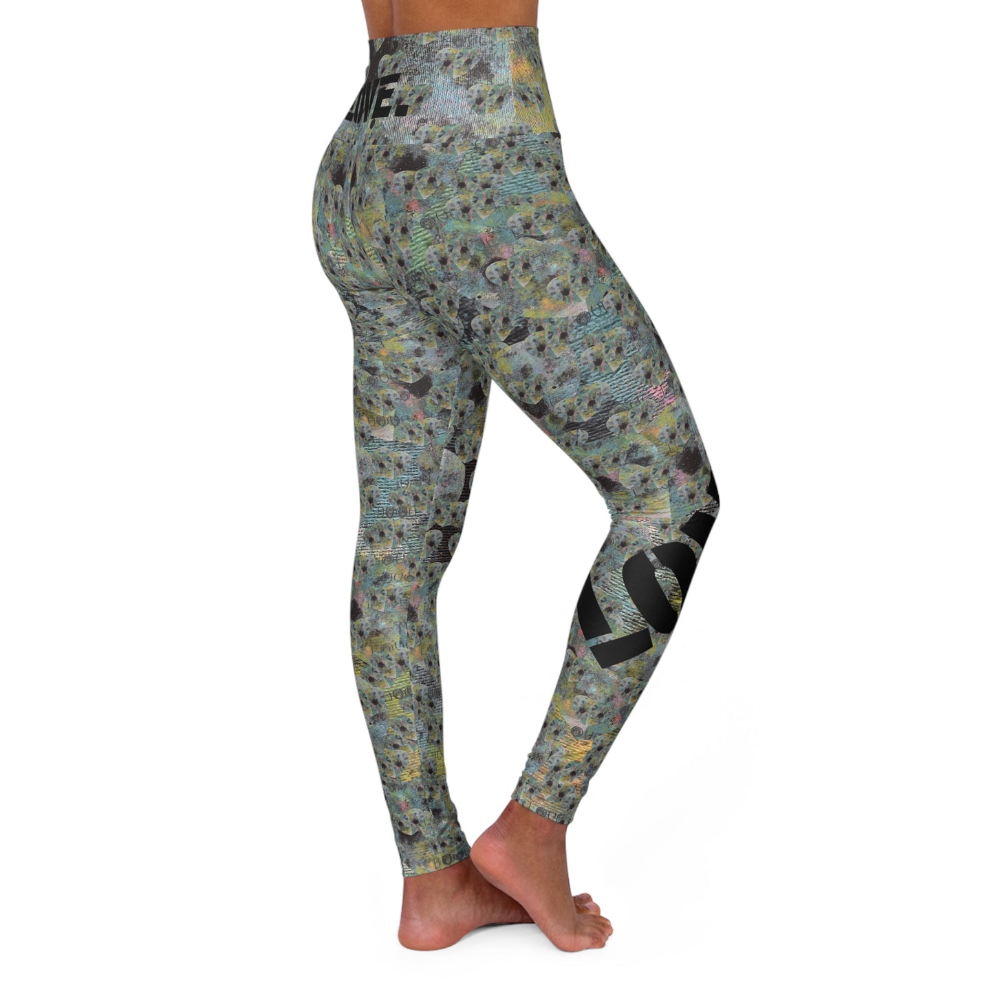 LOVE. High-Waist Abstract Watercolor Yoga Leggings